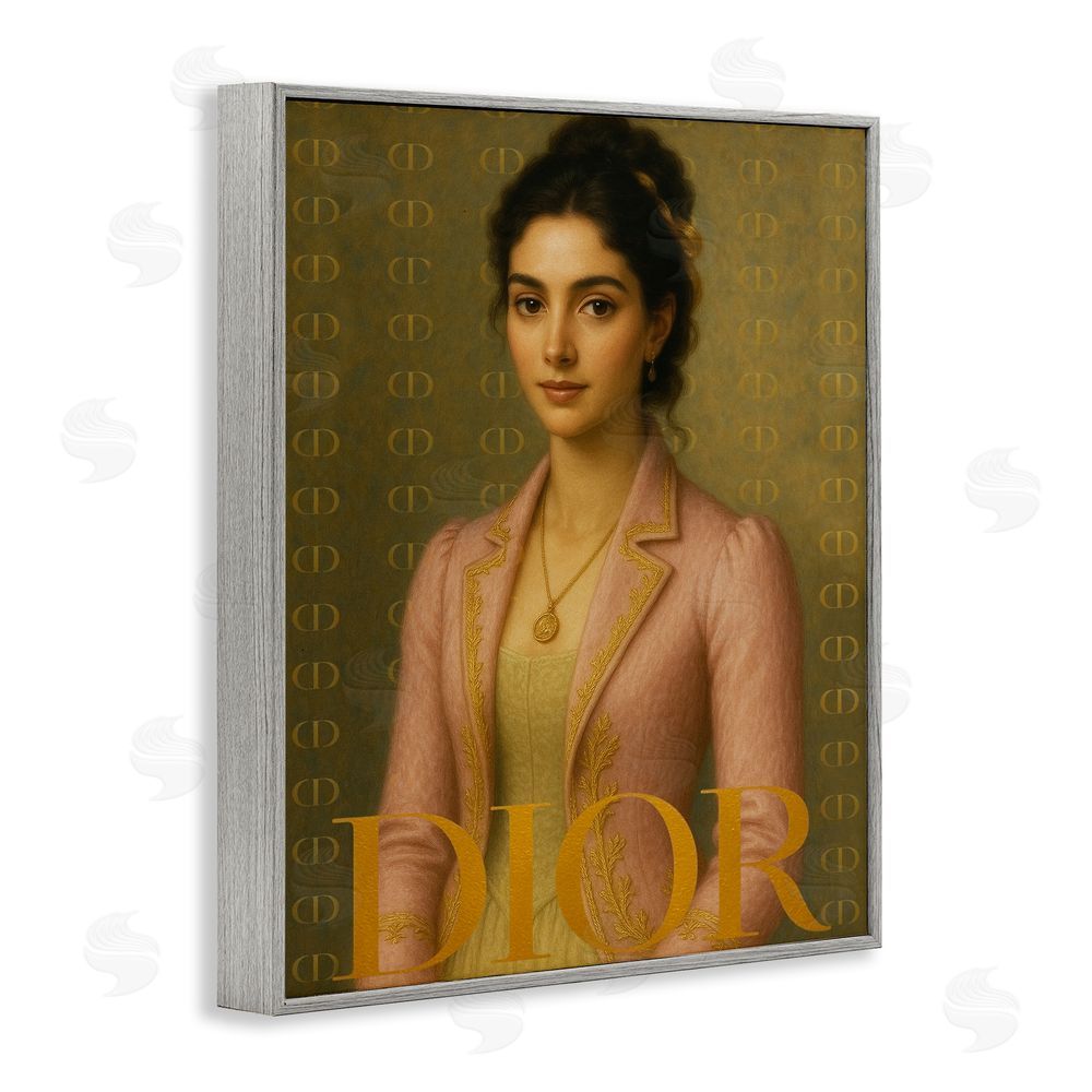 Grotto Studios Iconic Gentlewoman Fashion Gray Framed Giclee Wall Art Print