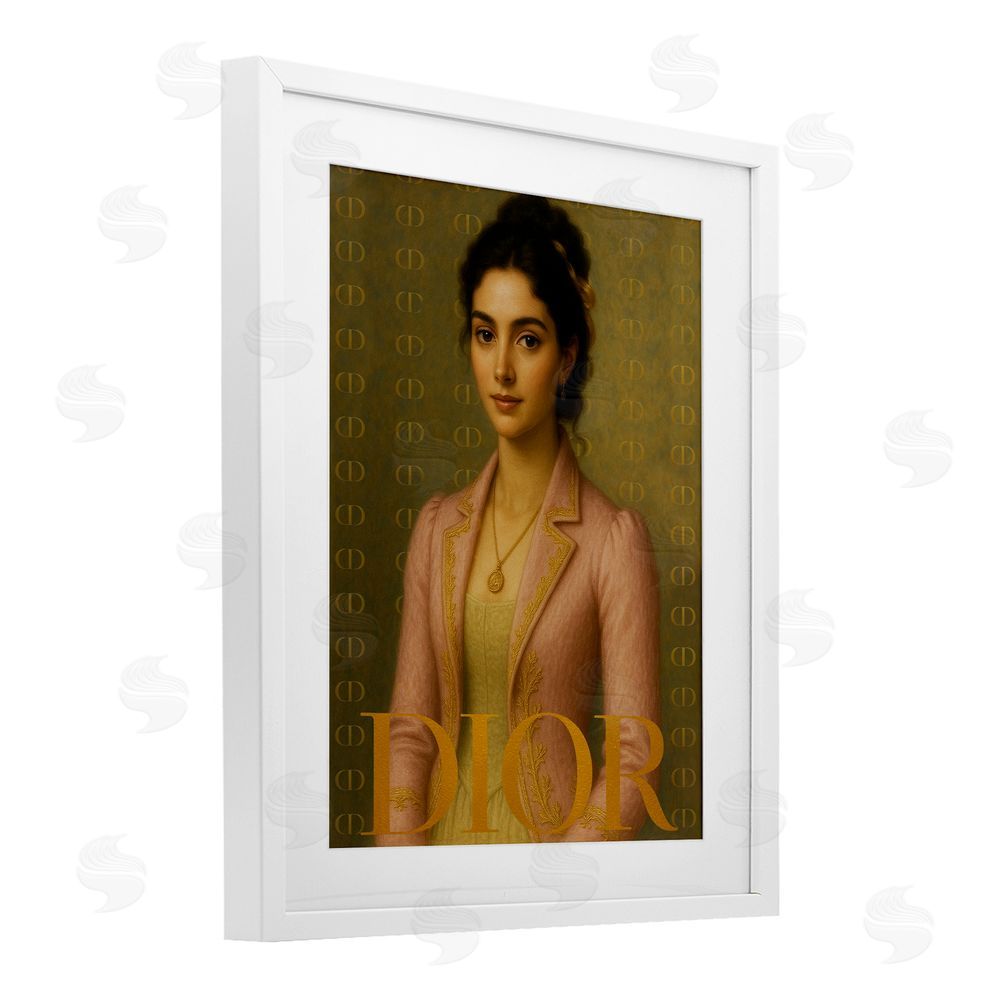 Grotto Studios Iconic Gentlewoman Fashion White Framed Print Under Glass Wall Art