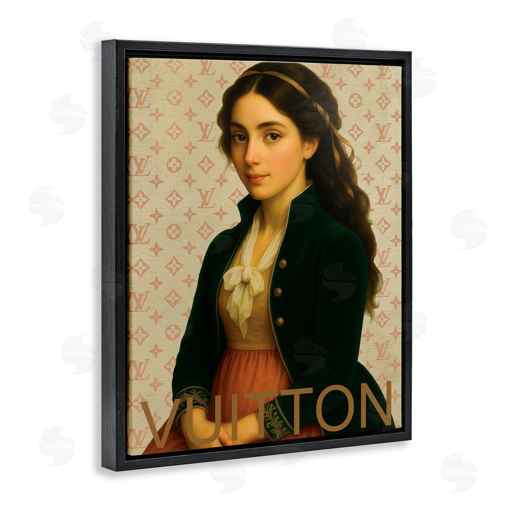 Grotto Studios Glam Gentlewoman in Spring Black Floating Frame Canvas Wall Art Print