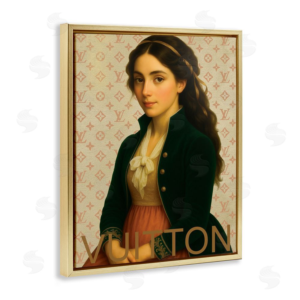 Grotto Studios Glam Gentlewoman in Spring Gold Floating Frame Canvas Wall Art Print