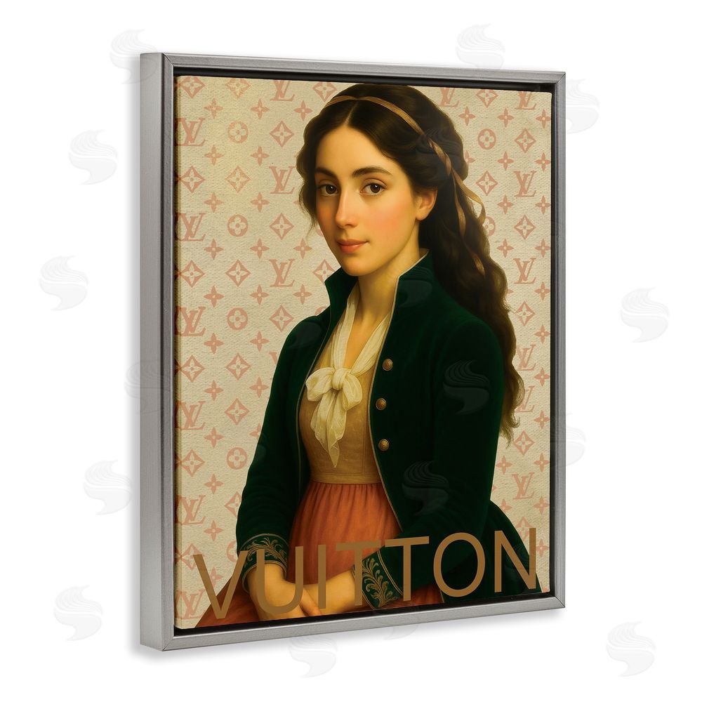 Grotto Studios Glam Gentlewoman in Spring Gray Floating Frame Canvas Wall Art Print