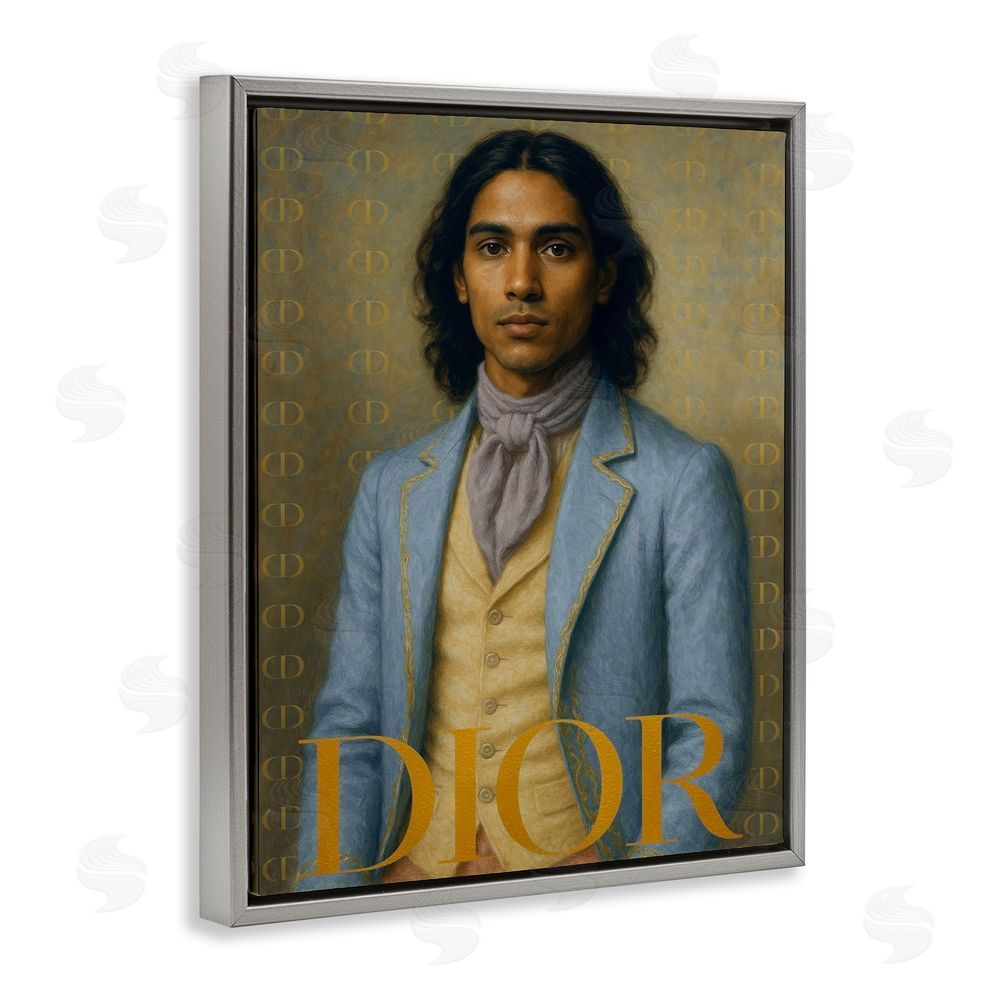 Grotto Studios Iconic Gentleman Fashion Gray Floating Frame Canvas Wall Art Print