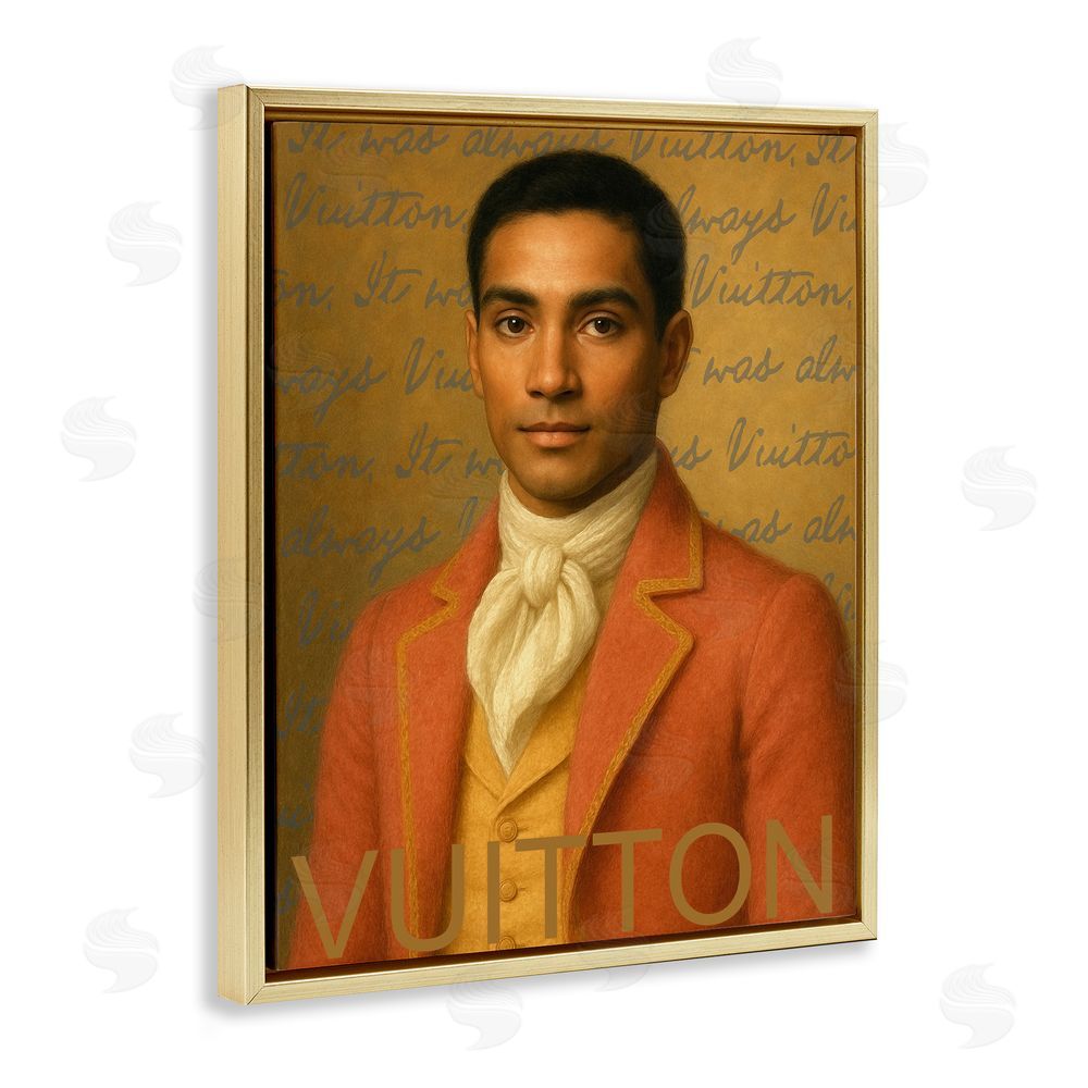 Grotto Studios Vintage Fashion Gent Gold Floating Frame Canvas Wall Art Print