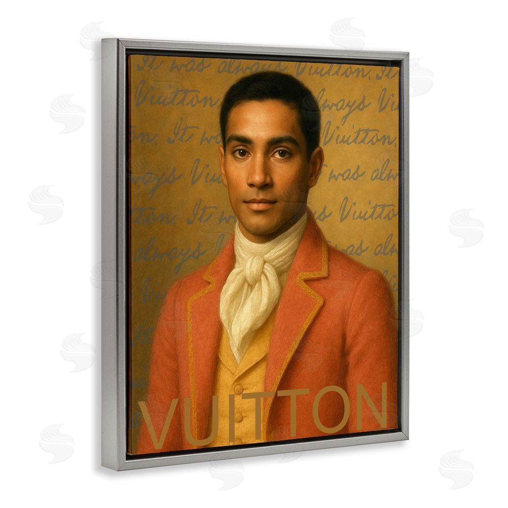 Grotto Studios Vintage Fashion Gent Gray Floating Frame Canvas Wall Art Print