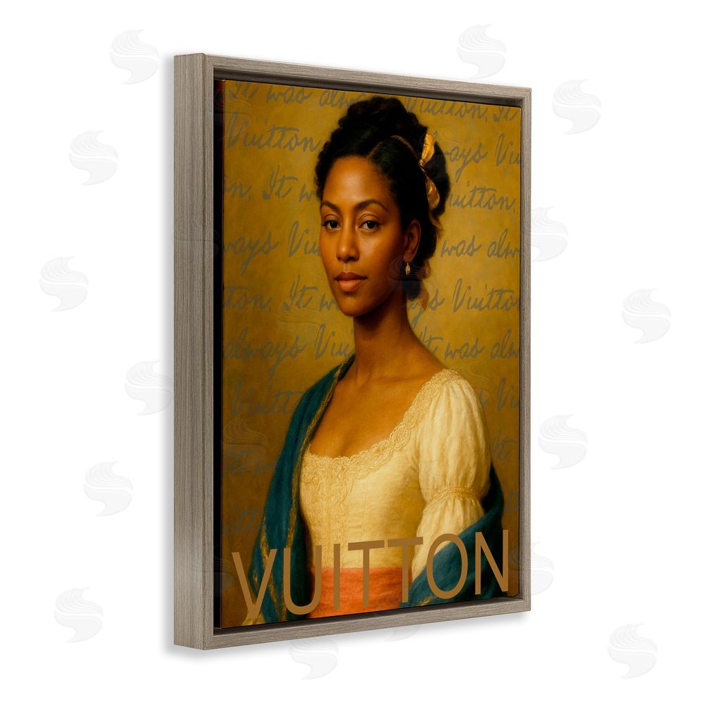 Grotto Studios Vintage Fashion Lady Brown Floating Frame Canvas Wall Art Print