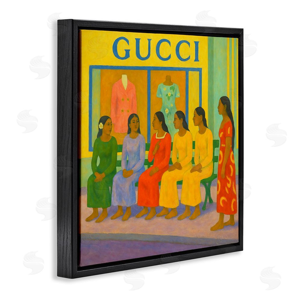 Grotto Studios Gaugin Style Glam Black Floating Frame Canvas Wall Art Print