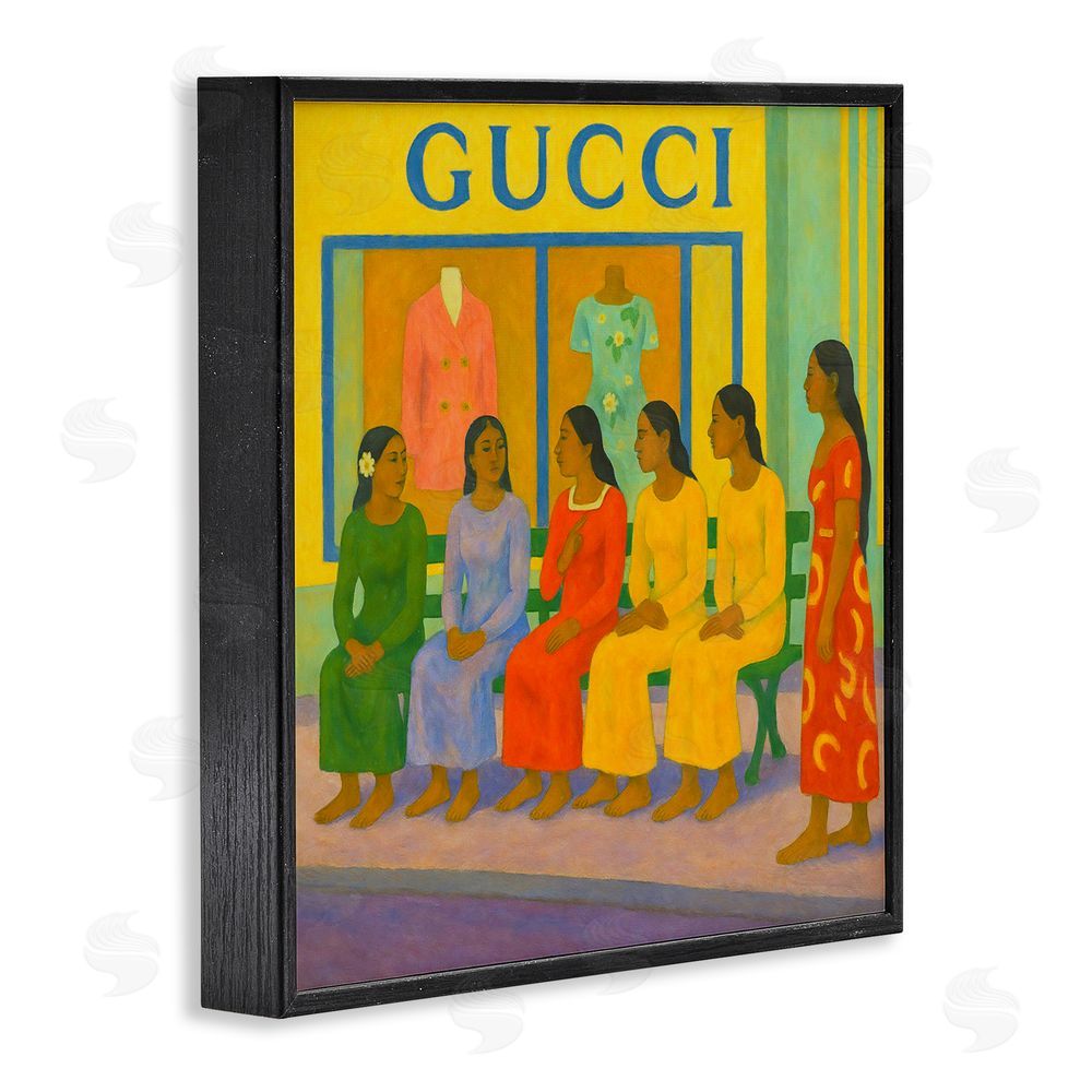 Grotto Studios Gaugin Style Glam Black Framed Giclee Wall Art Print