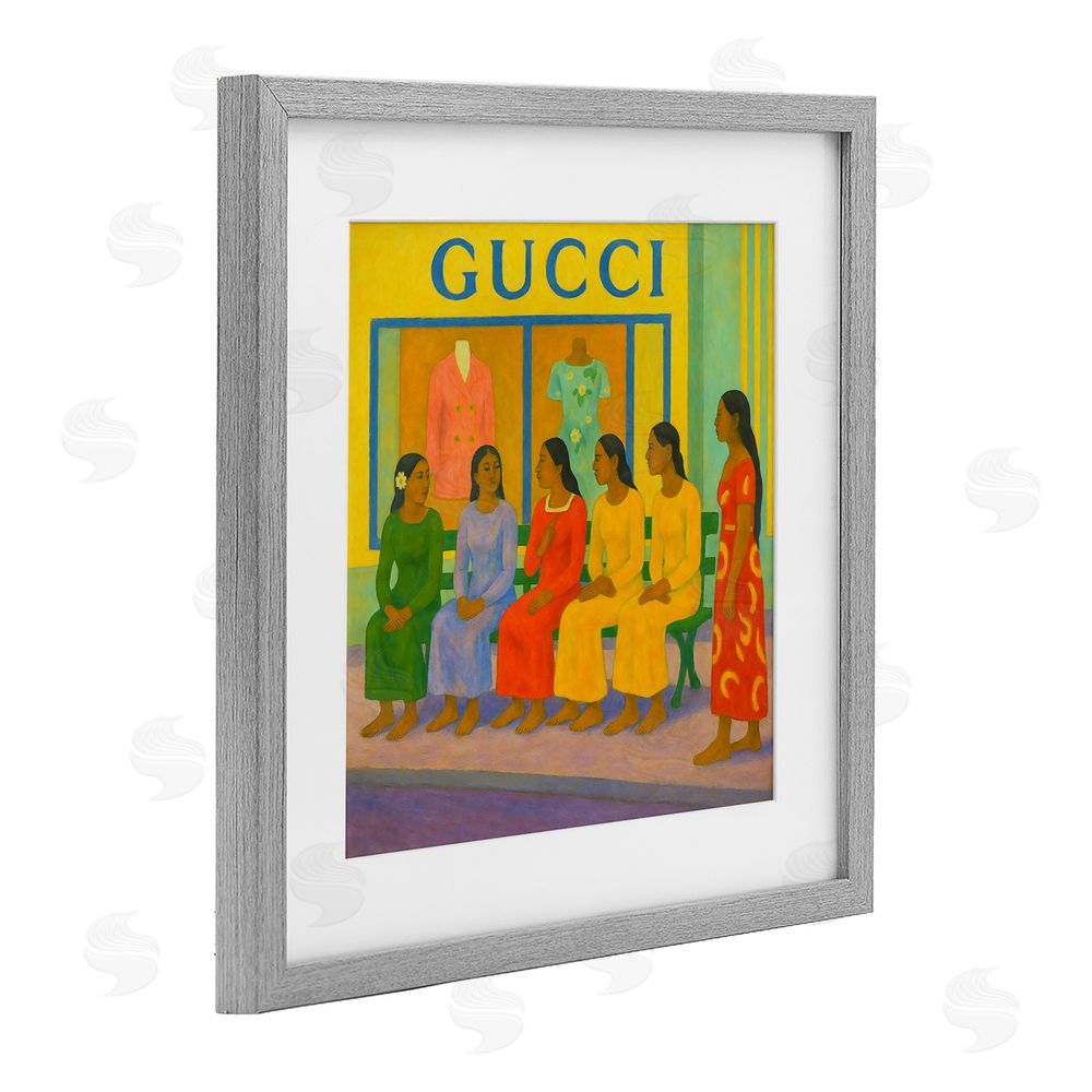 Grotto Studios Gaugin Style Glam Gray Framed Print Under Glass Wall Art