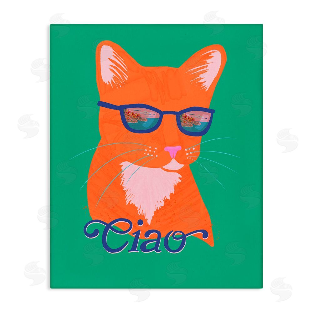 Steffanie Pisula Ciao Cool Cat Summer Vibes Stretched Canvas Wall Art Print