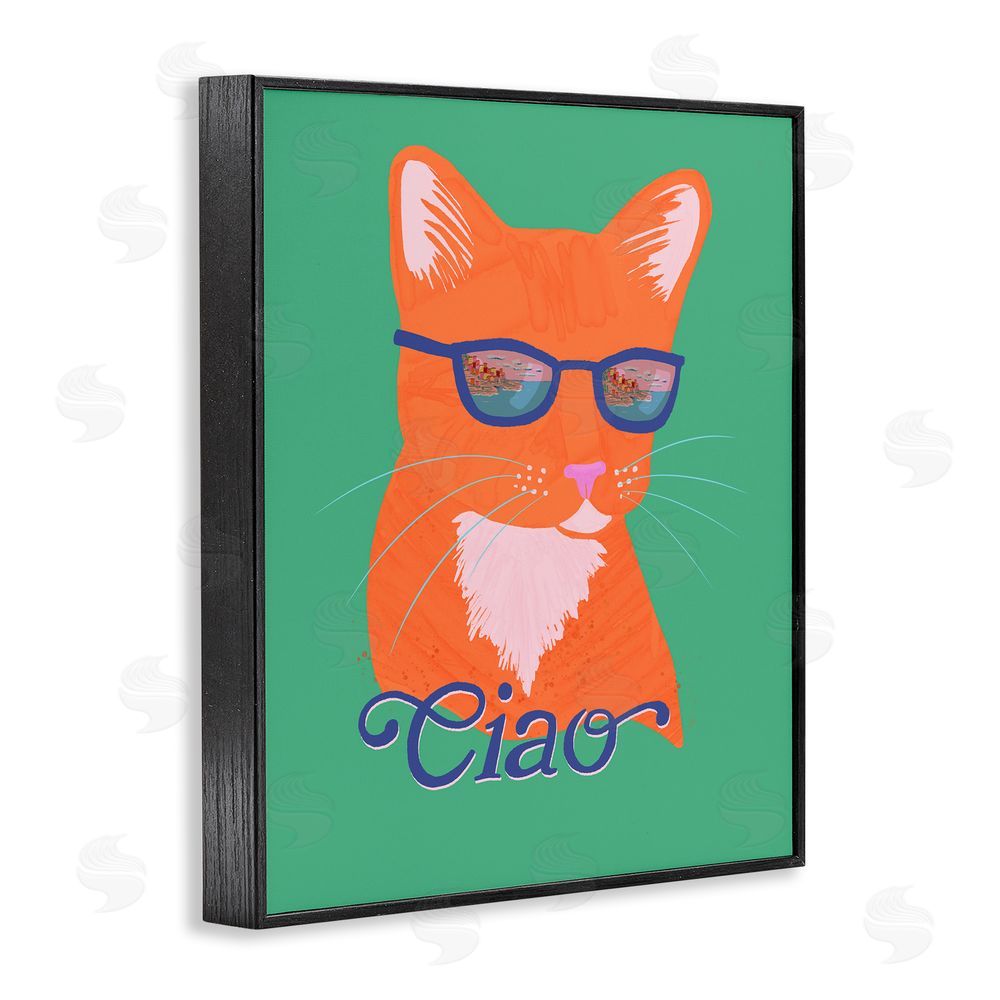 Steffanie Pisula Ciao Cool Cat Summer Vibes Black Framed Giclee Wall Art Print