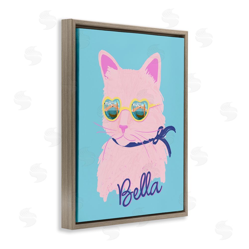 Steffanie Pisula Cool Cat Bella Brown Floating Frame Canvas Wall Art Print