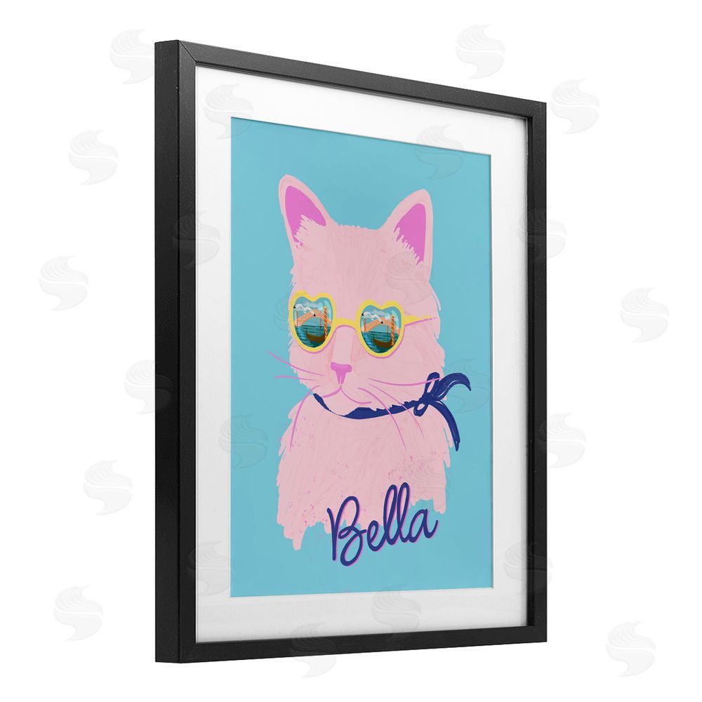 Steffanie Pisula Cool Cat Bella Black Framed Print Under Glass Wall Art