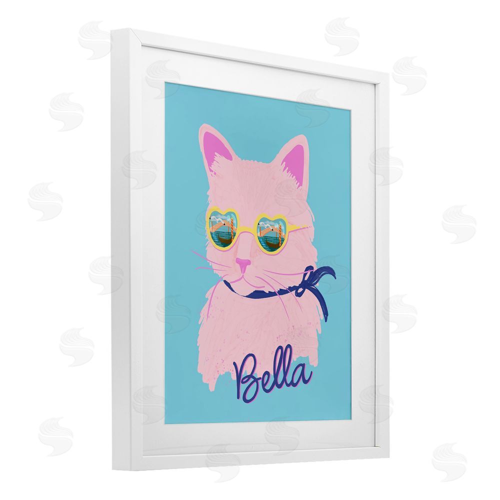 Steffanie Pisula Cool Cat Bella White Framed Print Under Glass Wall Art