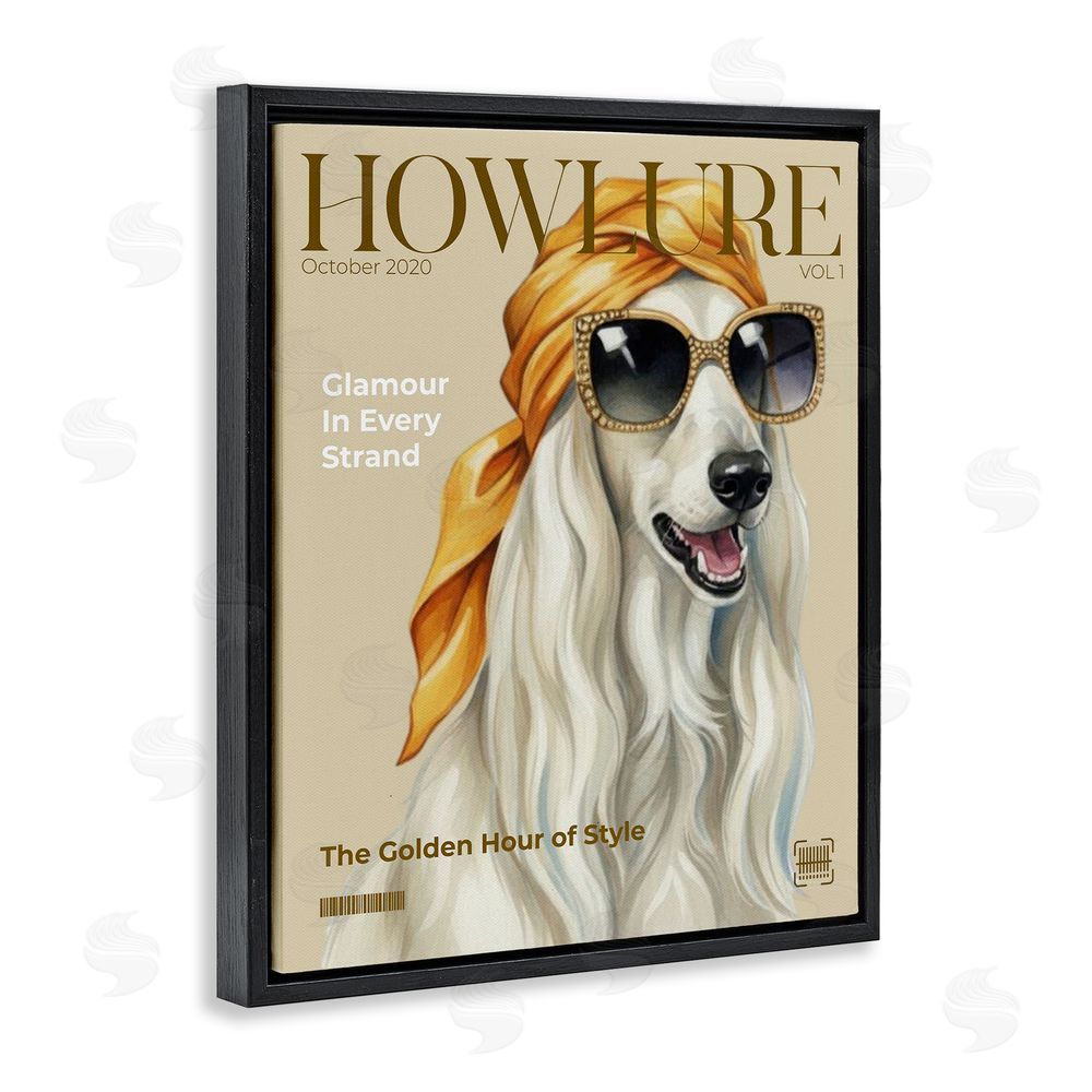 A Barefoot Stylist Howlure Dog Fashion Magazine Black Floating Frame Canvas Wall Art Print