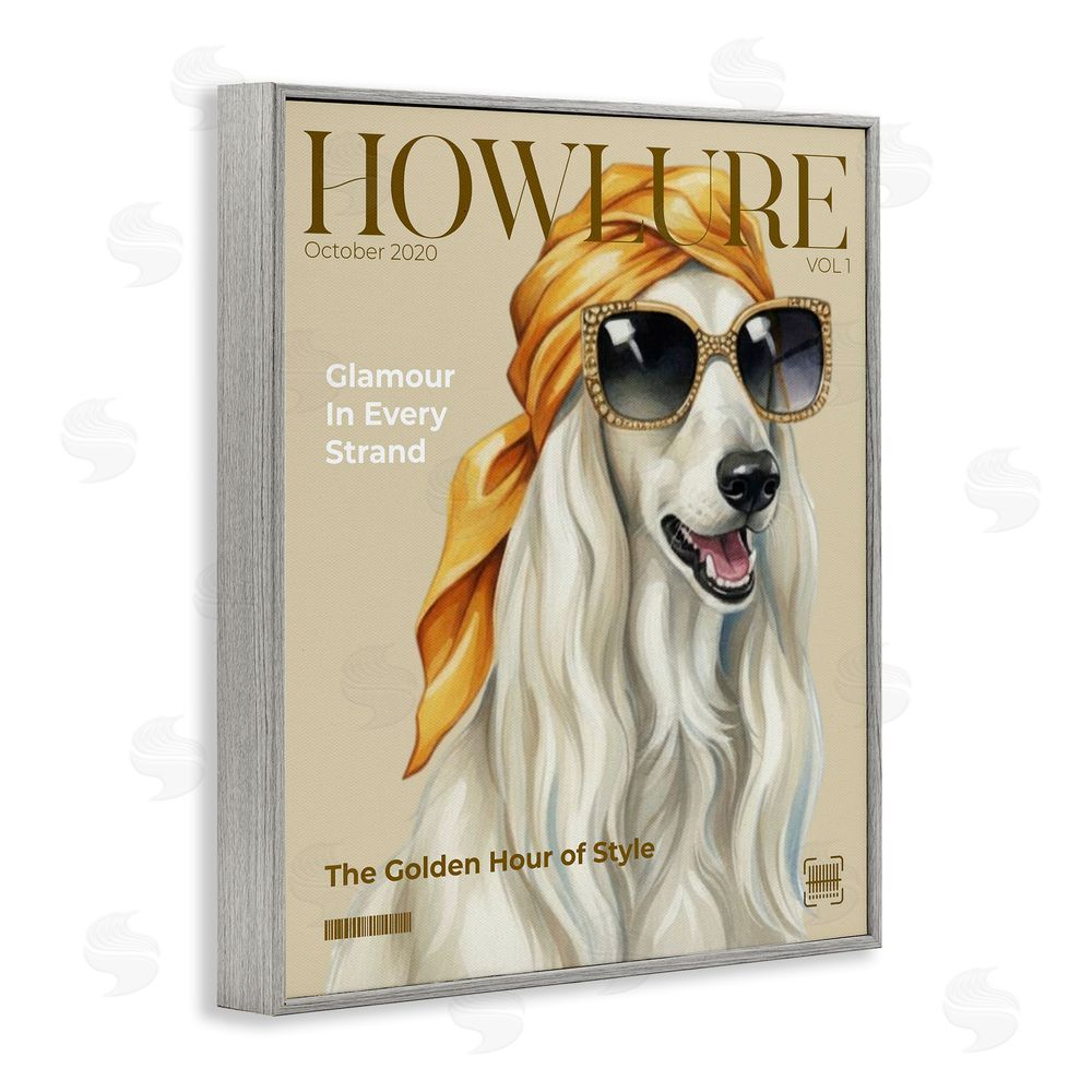 A Barefoot Stylist Howlure Dog Fashion Magazine Gray Framed Giclee Wall Art Print