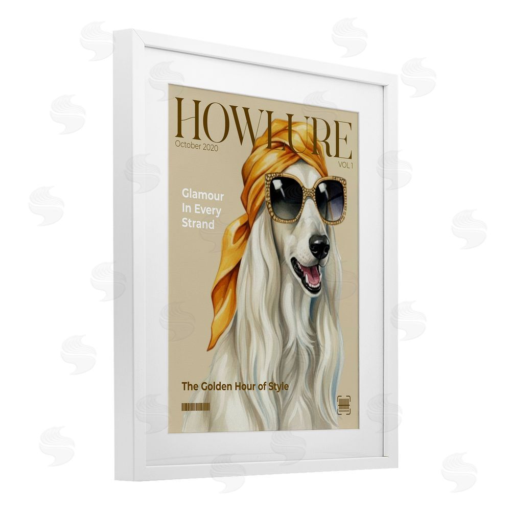 A Barefoot Stylist Howlure Dog Fashion Magazine White Framed Print Under Glass Wall Art