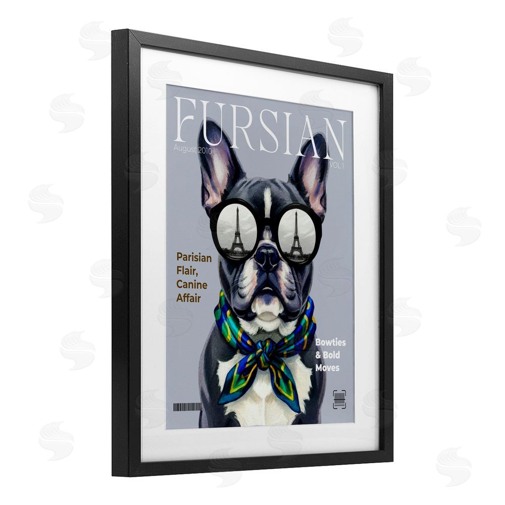 A Barefoot Stylist Fursian Dog Fashion Magazine Black Framed Print Under Glass Wall Art