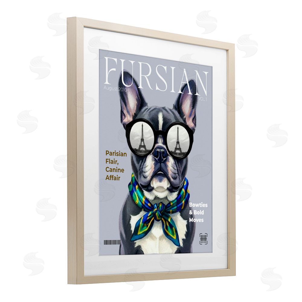 A Barefoot Stylist Fursian Dog Fashion Magazine Birch Framed Print Under Glass Wall Art