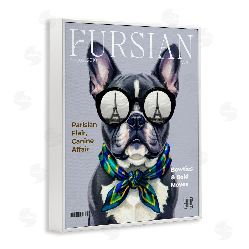 A Barefoot Stylist Fursian Dog Fashion Magazine White Framed Giclee Wall Art Print