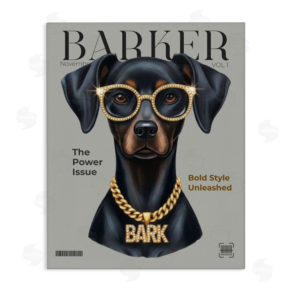A Barefoot Stylist Barker Dog Fashion Magazine Stretched Canvas Wall Art