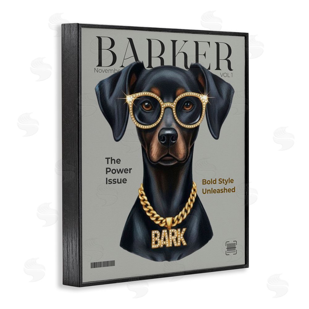 A Barefoot Stylist Barker Dog Fashion Magazine Black Framed Giclee Wall Art Print