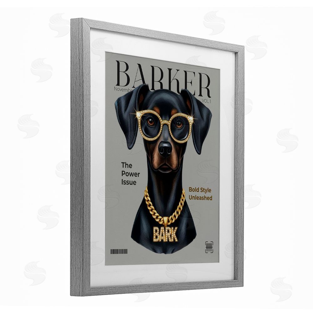 A Barefoot Stylist Barker Dog Fashion Magazine Gray Framed Print Under Glass Wall Art