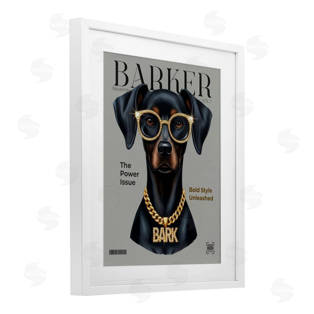 A Barefoot Stylist Barker Dog Fashion Magazine White Framed Print Under Glass Wall Art