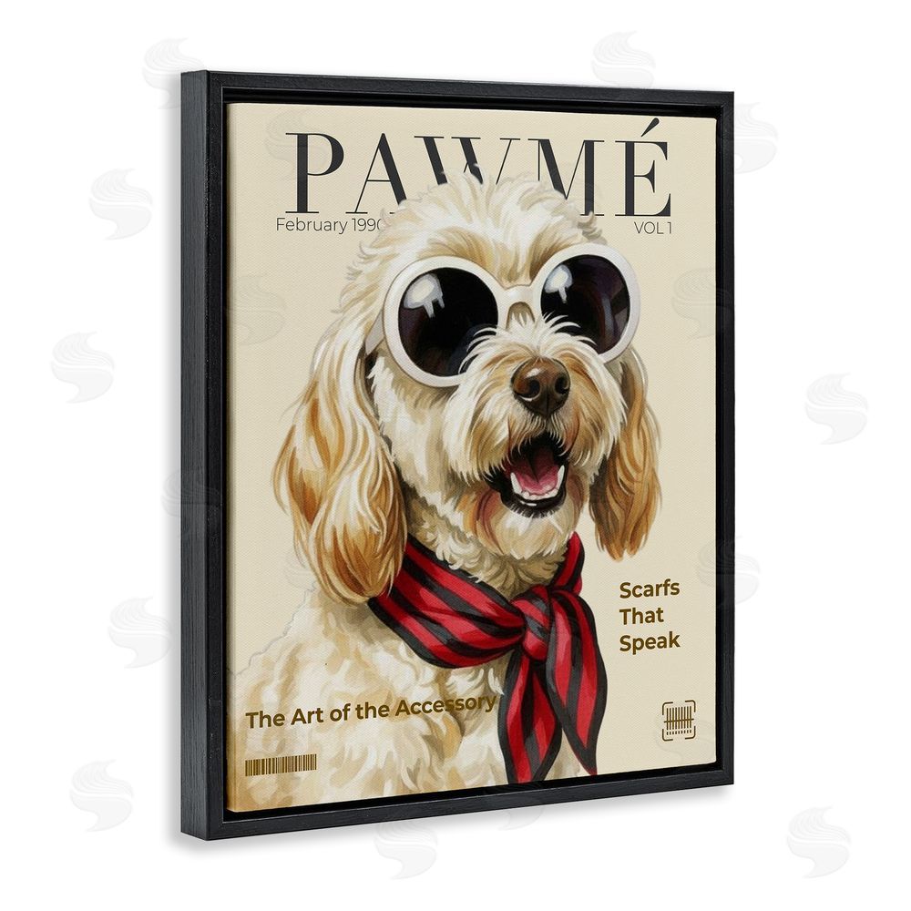 A Barefoot Stylist Pawme Dog Fashion Magazine Black Floating Frame Canvas Wall Art Print