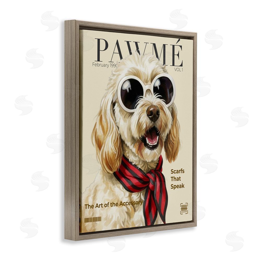 A Barefoot Stylist Pawme Dog Fashion Magazine Brown Floating Frame Canvas Wall Art Print