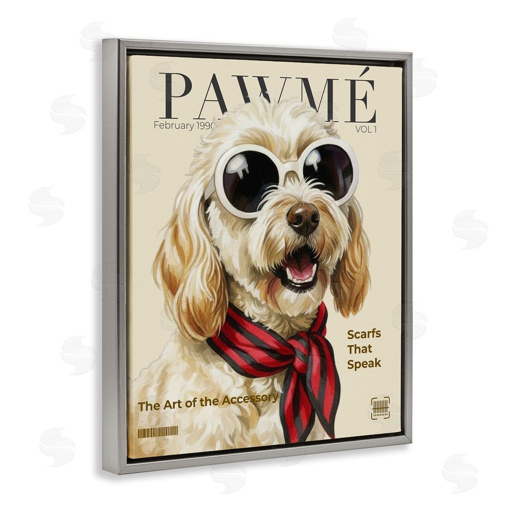A Barefoot Stylist Pawme Dog Fashion Magazine Gray Floating Frame Canvas Wall Art Print