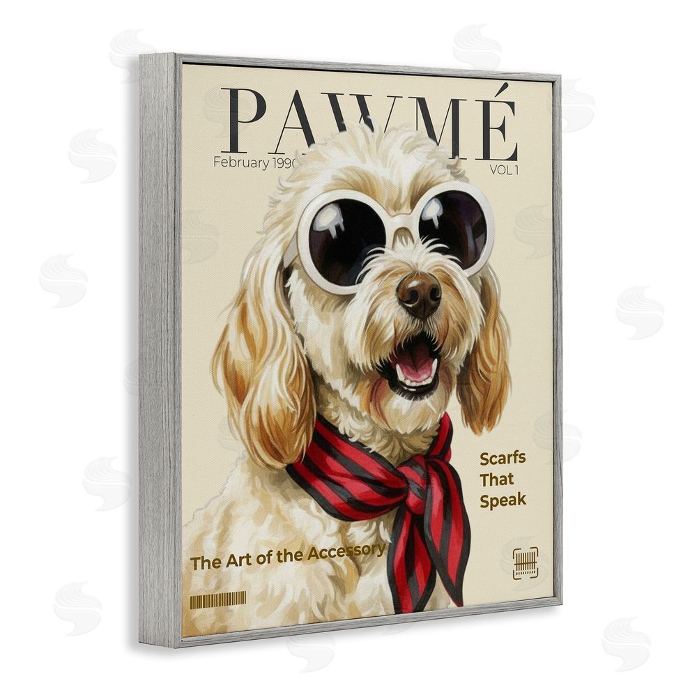 A Barefoot Stylist Pawme Dog Fashion Magazine Gray Framed Giclee Wall Art Print