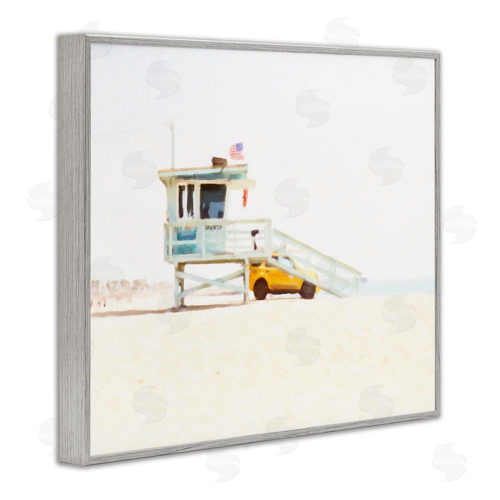 Kim Curinga Soft Light Lifeguard Station Gray Framed Giclee Wall Art Print