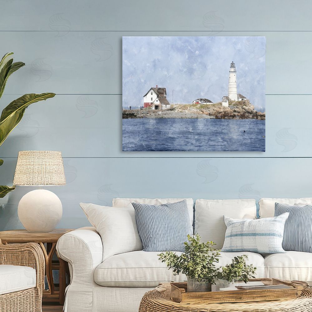 Kim Curinga Picturesque Lighthouse Island Stretched Canvas Wall Art in Room