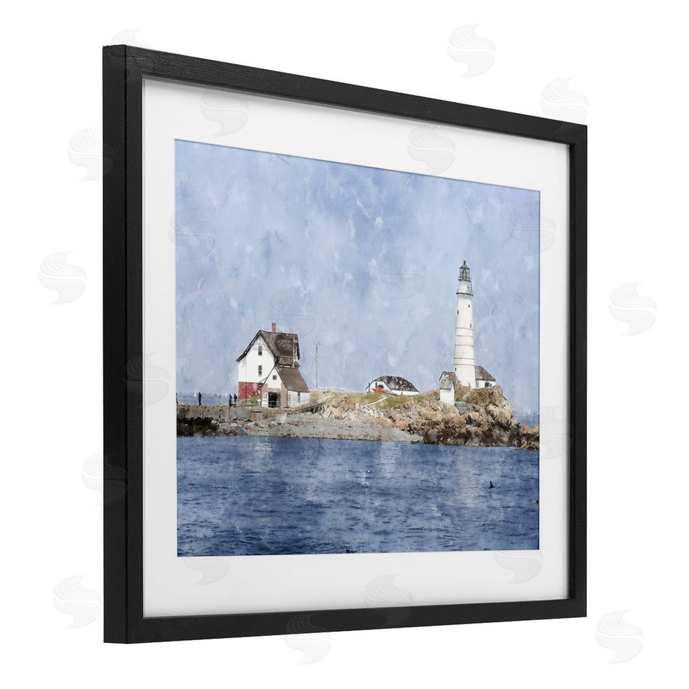 Kim Curinga Picturesque Lighthouse Island Black Framed Print Under Glass Wall Art