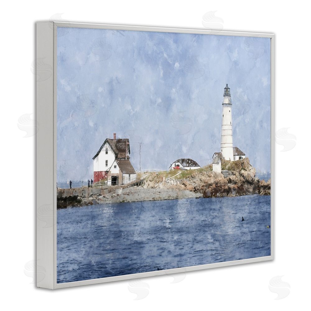 Kim Curinga Picturesque Lighthouse Island White Framed Giclee Wall Art Print