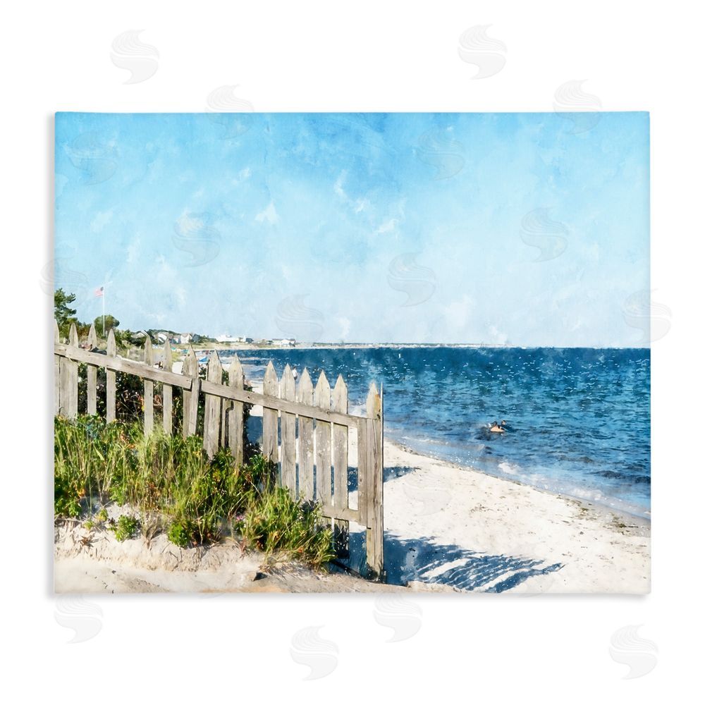 Kim Curinga Beach Pickets View Stretched Canvas Wall Art Print