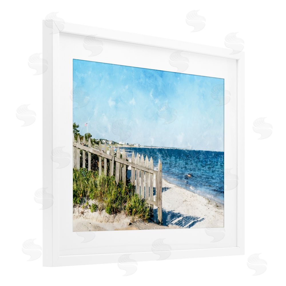 Kim Curinga Beach Pickets View White Framed Print Under Glass Wall Art
