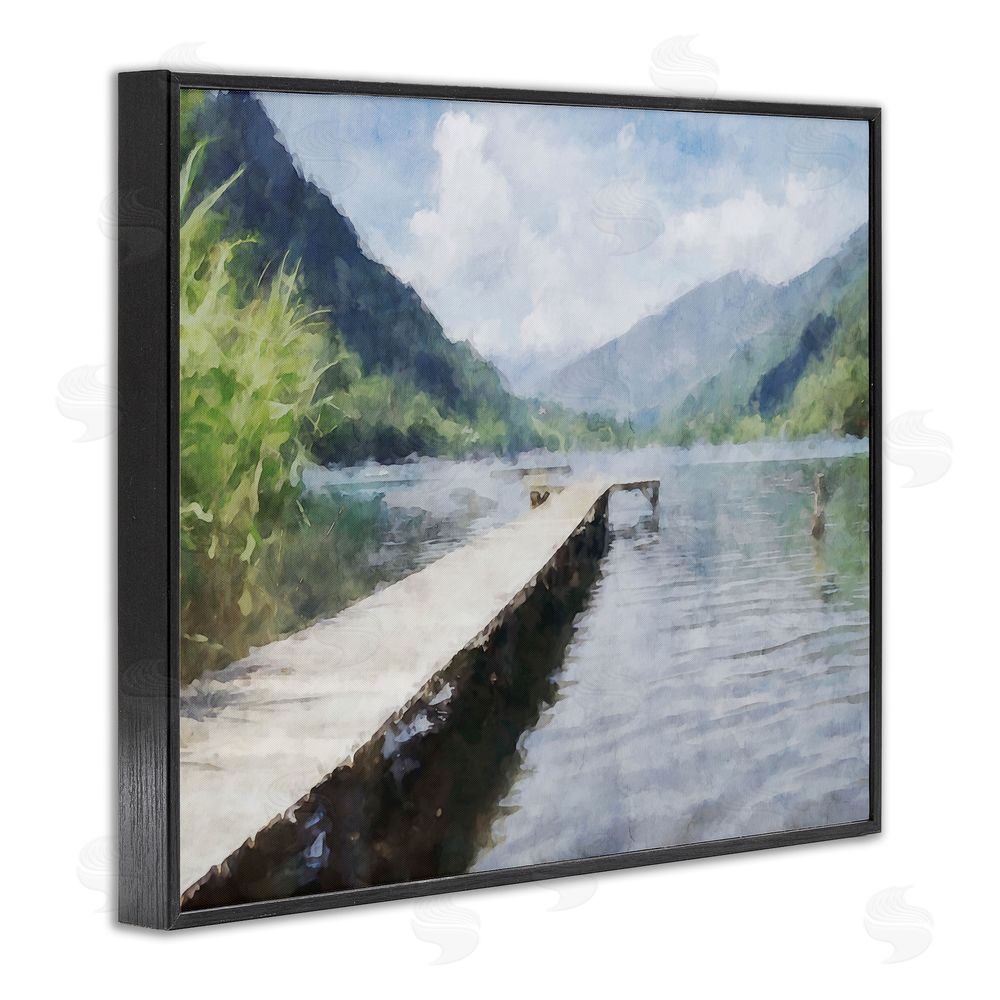 Kim Curinga Dappled Lake Dock Black Framed Giclee Wall Art Print