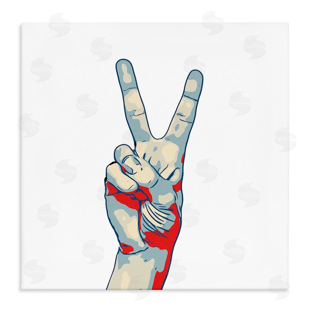 Kim Curinga Pop Style Peace Gesture Stretched Canvas Wall Art Print