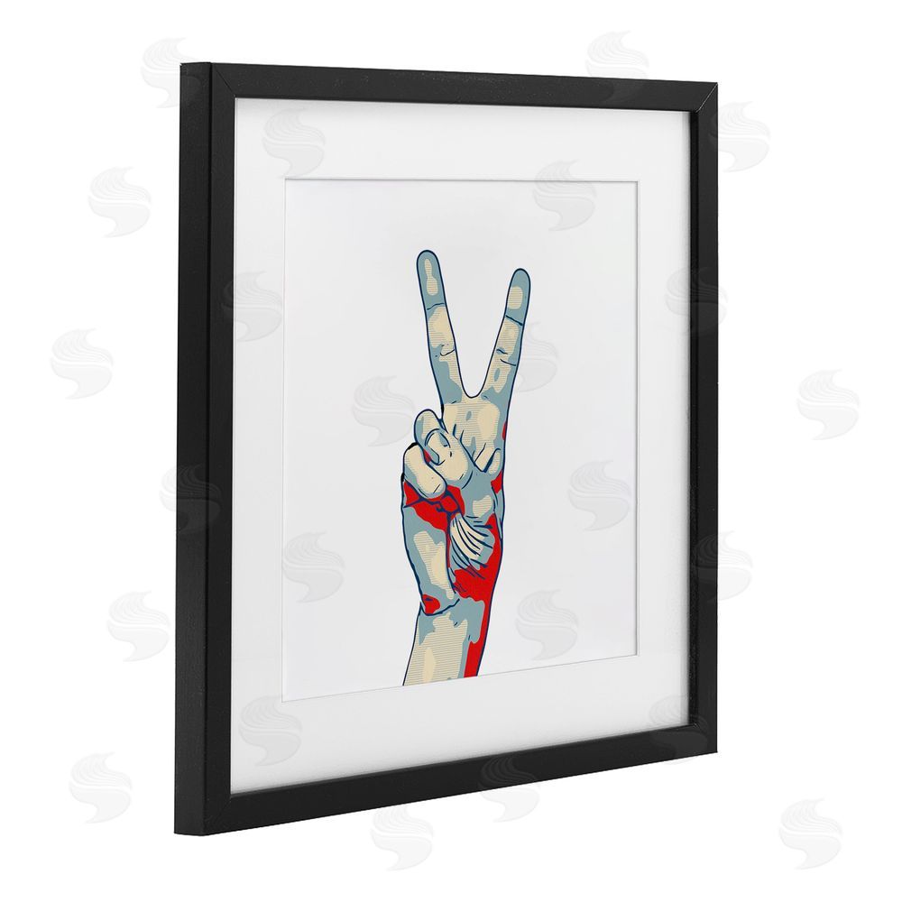 Kim Curinga Pop Style Peace Gesture Black Framed Print Under Glass Wall Art