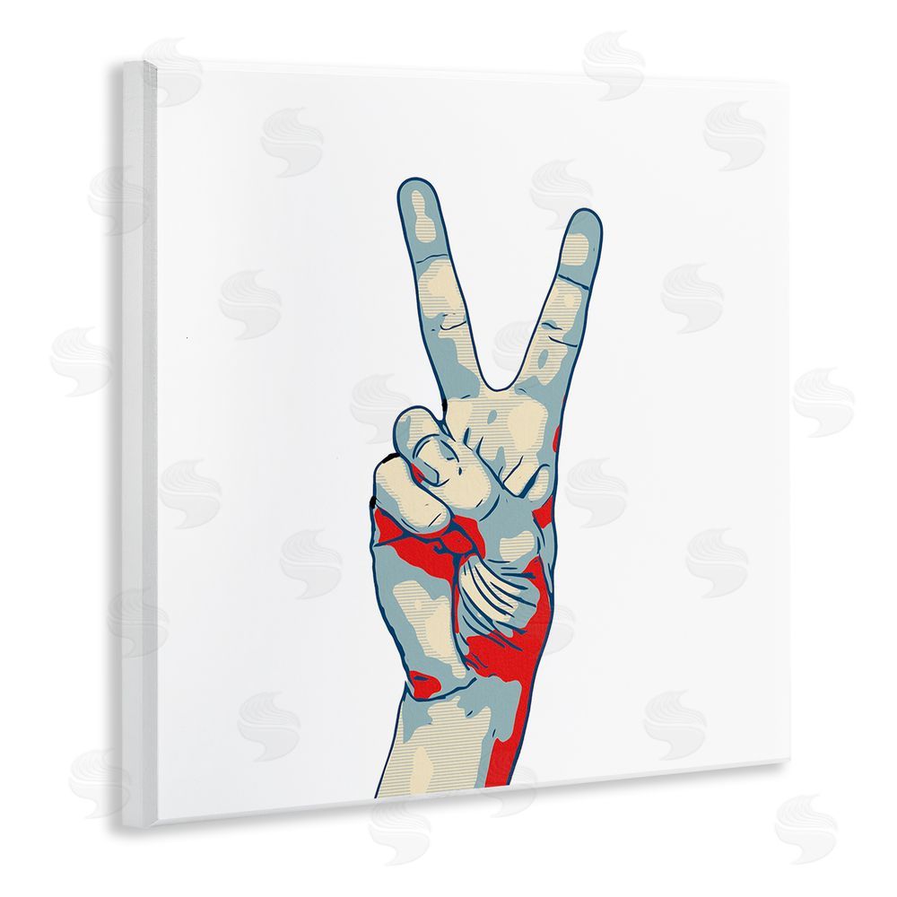Kim Curinga Pop Style Peace Gesture Wooden Wall Plaque Art Print