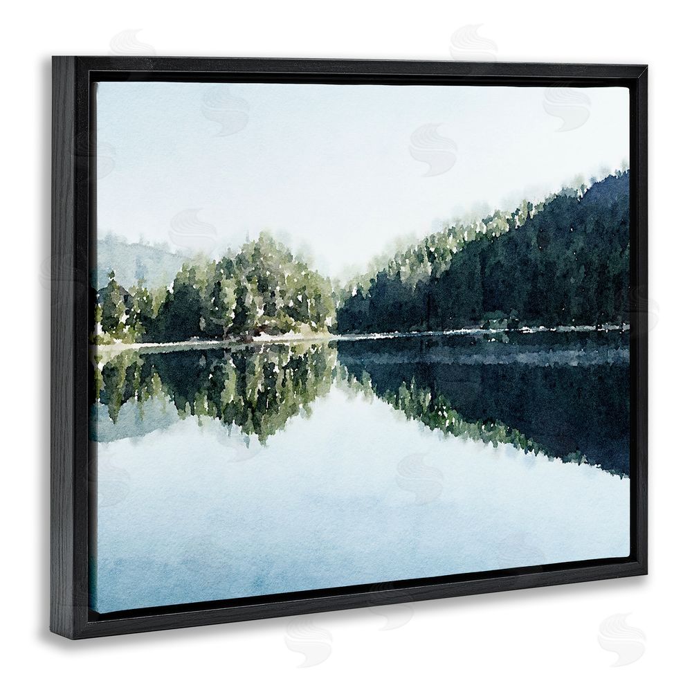 Kim Curinga Blue Lake Reflections Black Floating Frame Canvas Wall Art Print