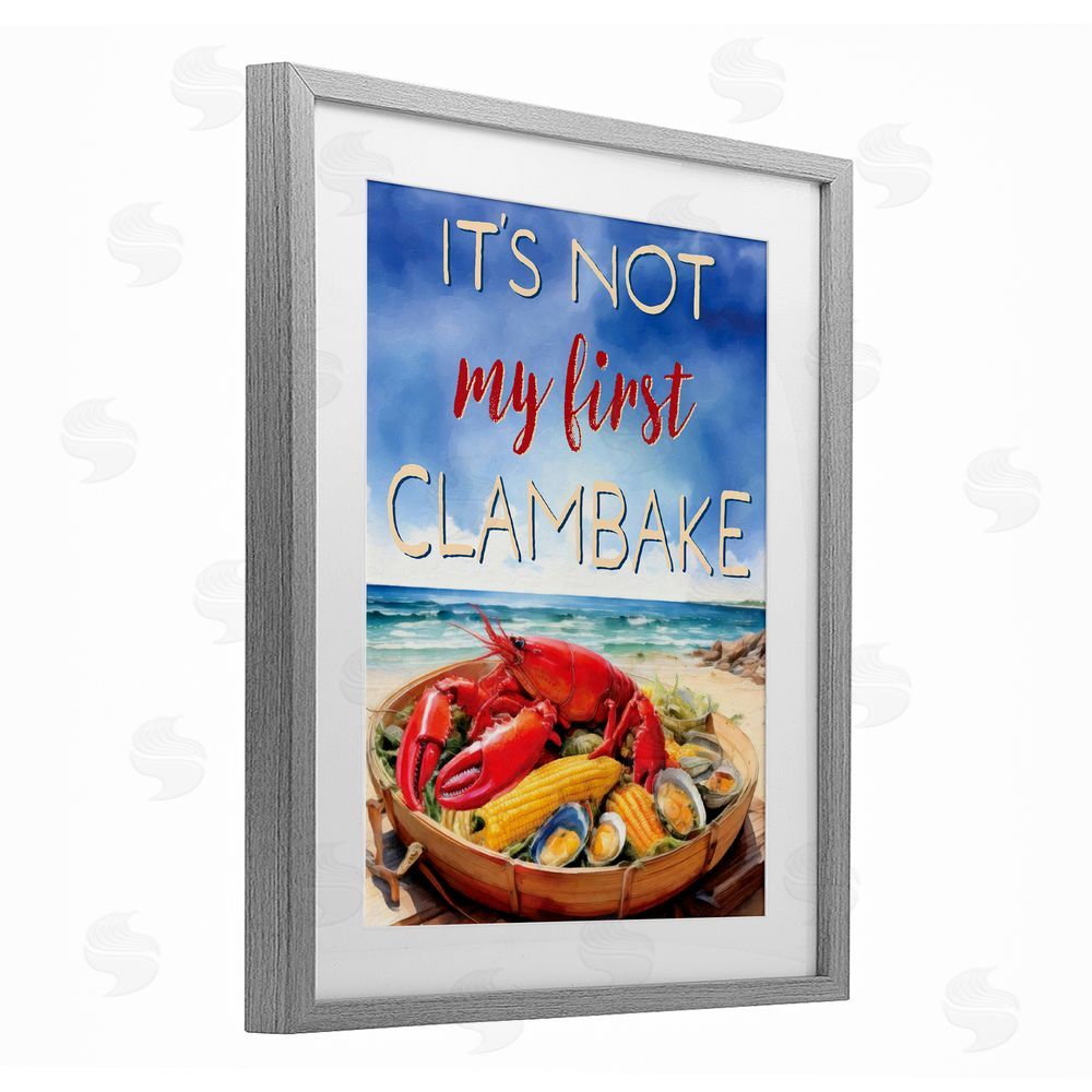 Grotto Studios Not My First Clambake Gray Framed Print Under Glass Wall Art