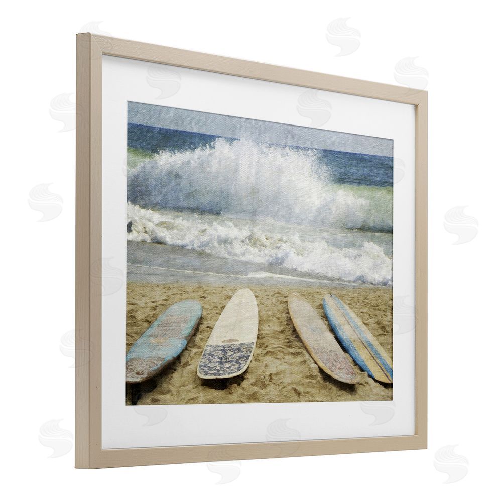 Grotto Studios Surfboards At The Ready Birch Framed Print Under Glass Wall Art