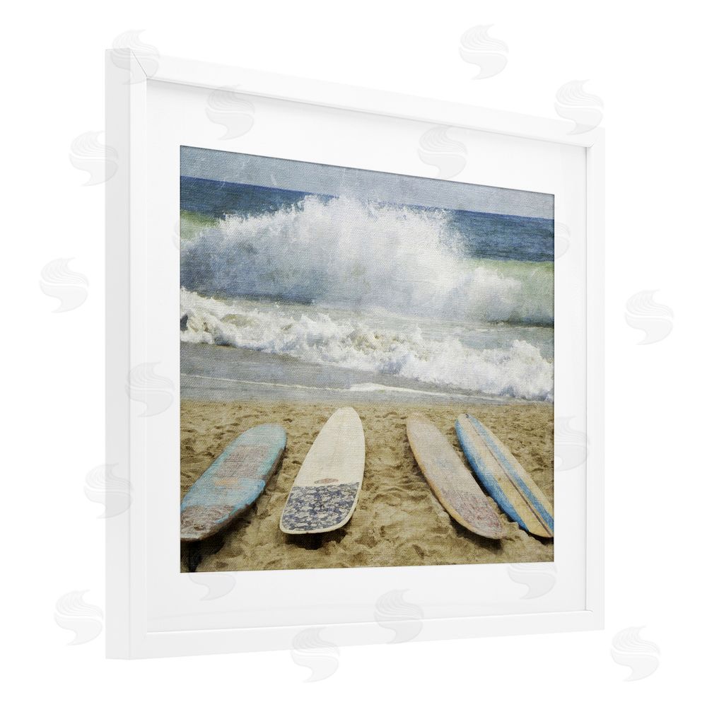 Grotto Studios Surfboards At The Ready White Framed Print Under Glass Wall Art