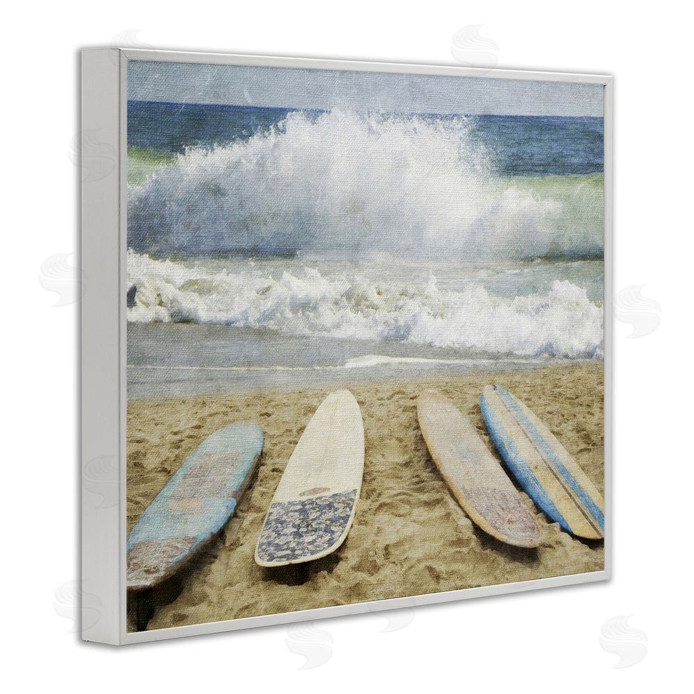 Grotto Studios Surfboards At The Ready White Framed Giclee Wall Art Print