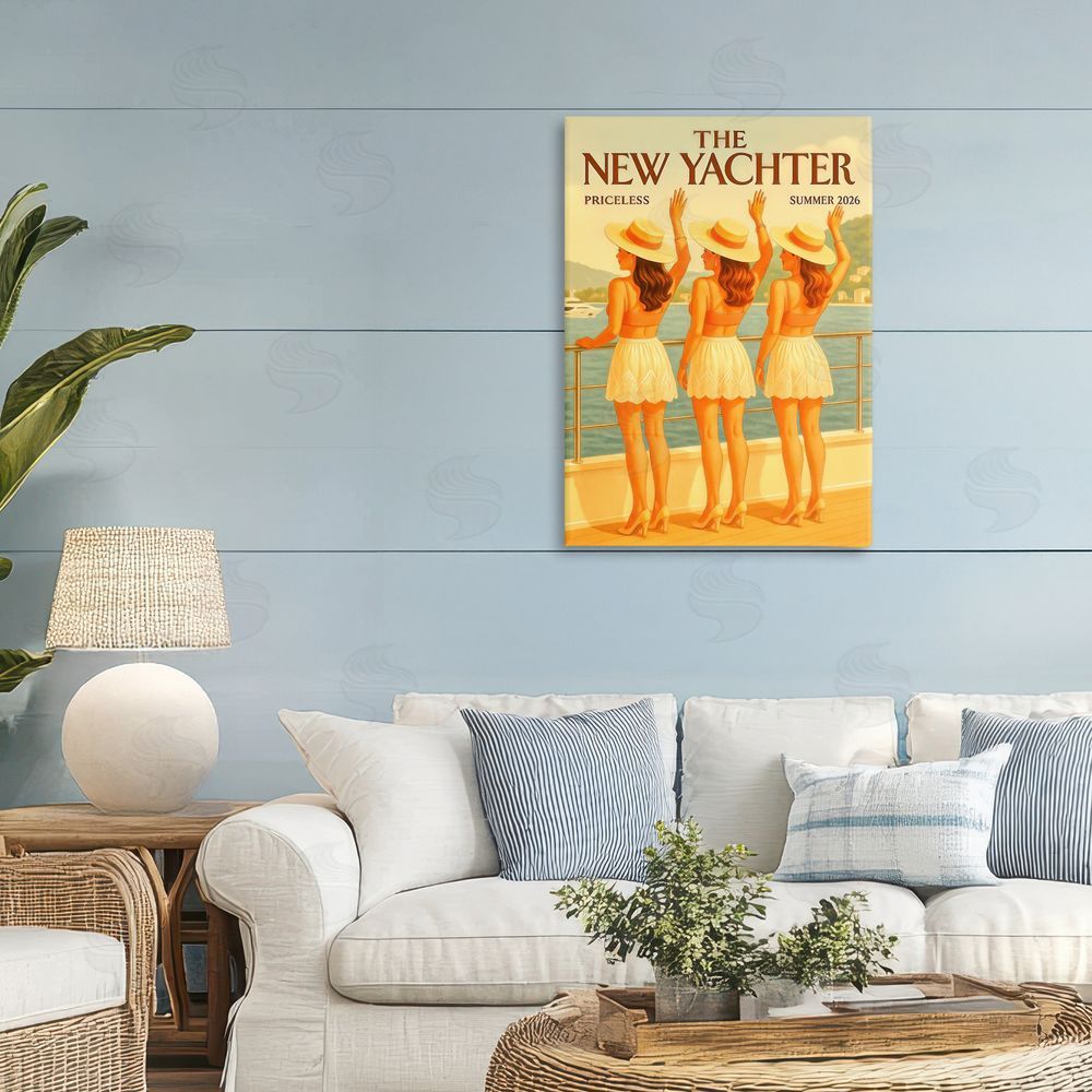 Grotto Studios Magazine Parody Fashion Trio Stretched Canvas Wall Art in Room