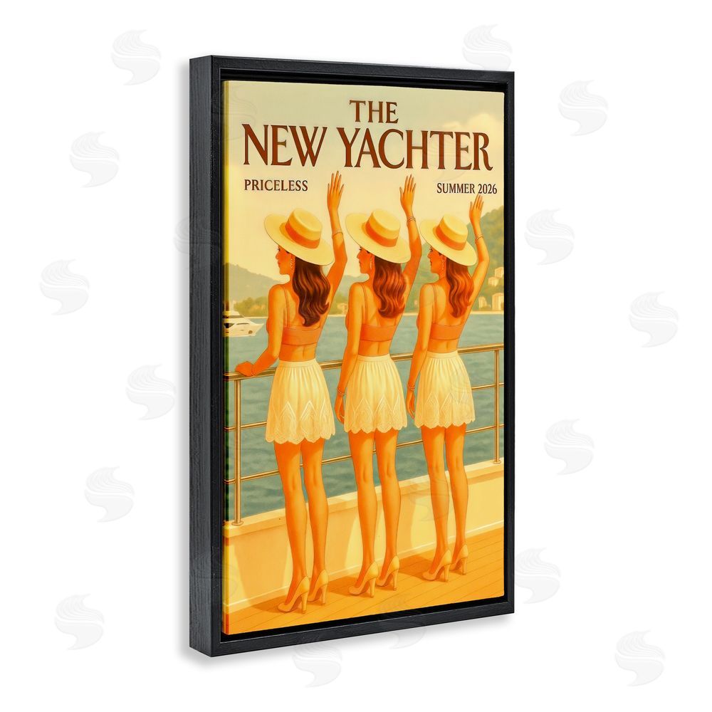 Grotto Studios Magazine Parody Fashion Trio Black Floating Frame Canvas Wall Art Print