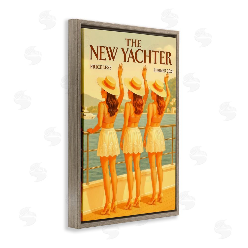 Grotto Studios Magazine Parody Fashion Trio Brown Floating Frame Canvas Wall Art Print