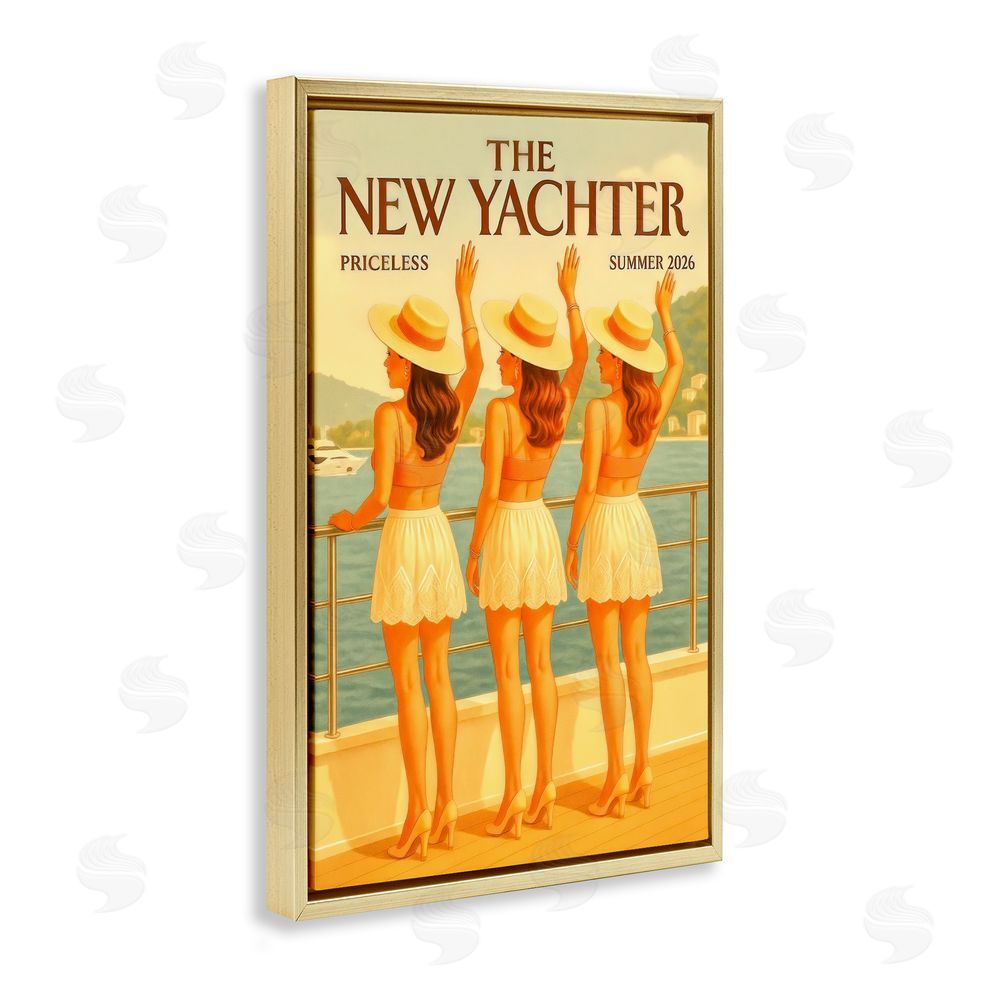 Grotto Studios Magazine Parody Fashion Trio Gold Floating Frame Canvas Wall Art Print